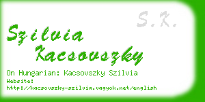 szilvia kacsovszky business card